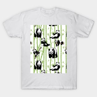 Giant Pandas in the bamboo forest on white background T-Shirt